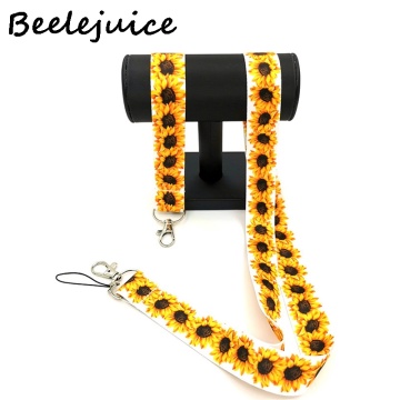 1set Sunflowers hand Wristlet Neck Strap Lanyard keychain Mobile Phone ID Badge Holder Rope Key Chain Keyrings Accessories Gift