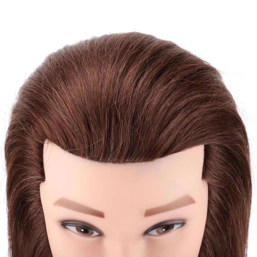 14"Male 100% real human hair mannequin practice training head with beard barber hairdressing manikin doll head for beauty school