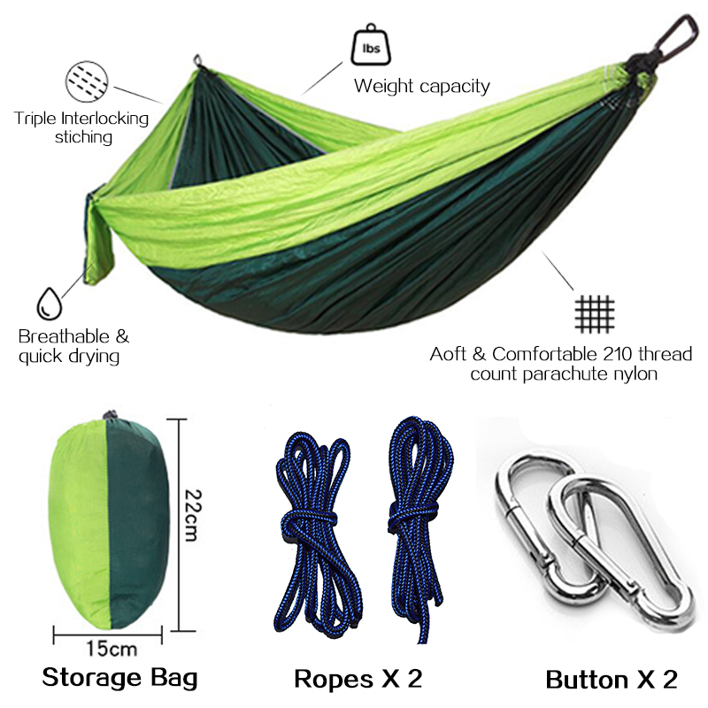 Ultralight Outdoor Camping Hammock with Hammock Tree Straps Portable Parachute Nylon Hammock for Backpacking Travel 270*140CM