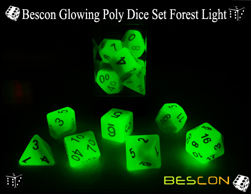 Bescon Glowing Poly Dice Set Forest Light-2