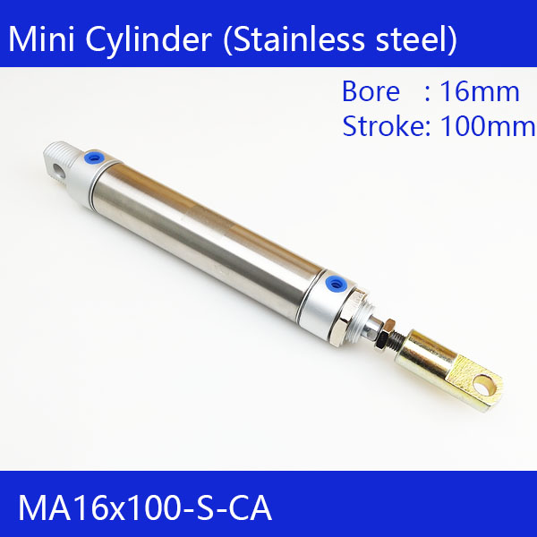 MA16*100 Free shipping Pneumatic Stainless Air Cylinder 16MM Bore 100MM Stroke MA16X100-S-CA Double Action Mini Round Cylinders
