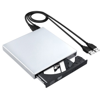 USB External CD-RW Burner DVD/CD Reader Player with Two USB Cables for Windows, Mac OS Laptop Computer