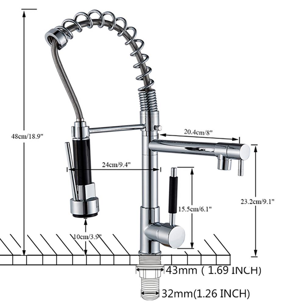 Uythner Chrome Brass Basin Kitchen Faucet Vessel Sink Mixer Tap Spring Dual Swivel Spouts Sink Mixer Bathroom Faucets Hot Cold