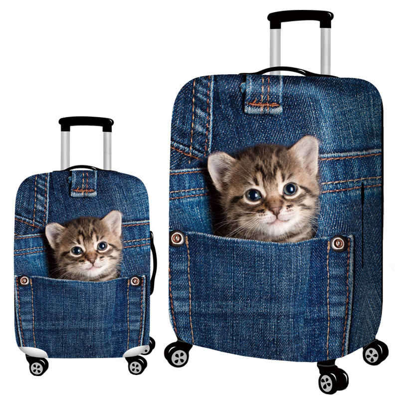 Denim Animals Pattern Luggage Protection Cover Elasticity Luggage Cover Suitable for18-32 Inch Suitcase Case Travel accessories