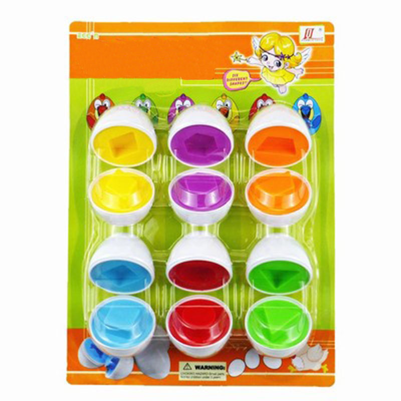 1COMBO Geometric Shape Matching Egg Set Puzzle Montessori Cognition Education Puzzle Toy For Children Birthday Gift Plastic Toys