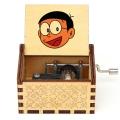 Hand Wooden Music Box Doraemon Print Musical Box Antique Wood Carving Music Gift Boy Girl Birthday Gift
