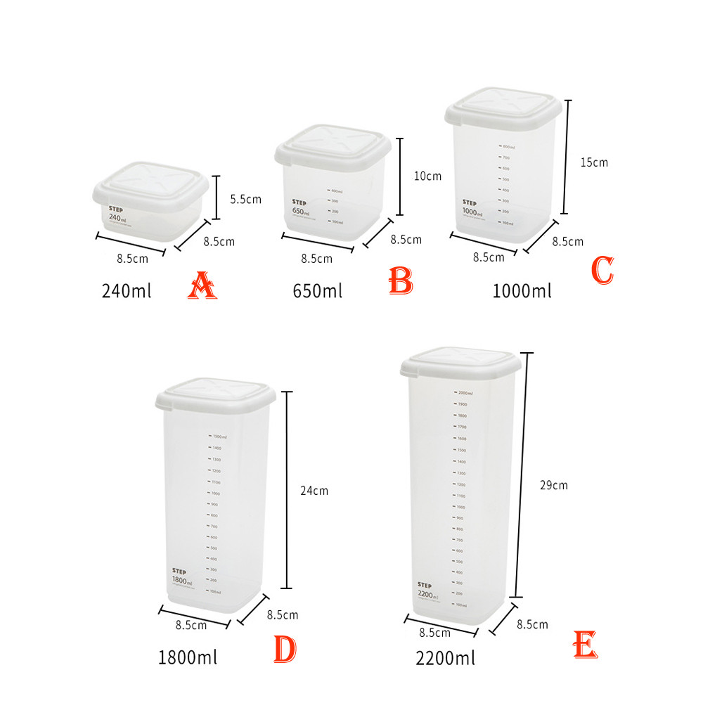 5 Volumes Plastic Sealed Cans Kitchen Storage Box Transparent Food Canister Keep Fresh Container Jar