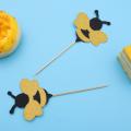 36pcs Cute Cupcake Topper Decoration Adorable Bee Cake Pick Dessert Fruites Picks For Baby Shower Birthday Supplies A35