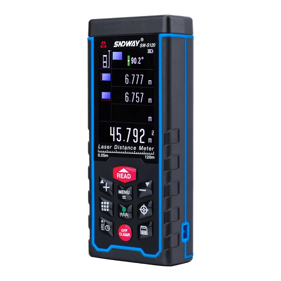 Sndway 80M120M Laser Distance meter Handheld Range Finder tape Measuring Device Rangefinder W-TFT Lcd Camera