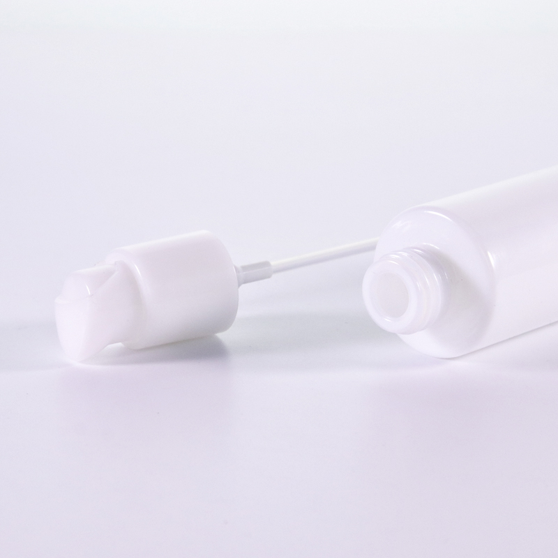 Flat Shoulder Opal White Glass Bottle with Lotion Pump6