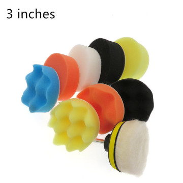 3inch Car Polishing Disc 10Pcs/Set Self-Adhesive Buffing Waxing Sponge Wool Wheel Polishing Pad For Car Polisher Drill Adapter