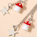 Fashion Simple Silver Color Metal Chain Star Pendant Dangle Earrings For Women Cute Red White Mushroom Drop Earring Jewelry