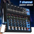LEORY 7 Channel Bluetooth Karaoke Players DJ Mic Audio Mixer Contrl LED Digital Display Music Stream Karaoke KTV Match Party