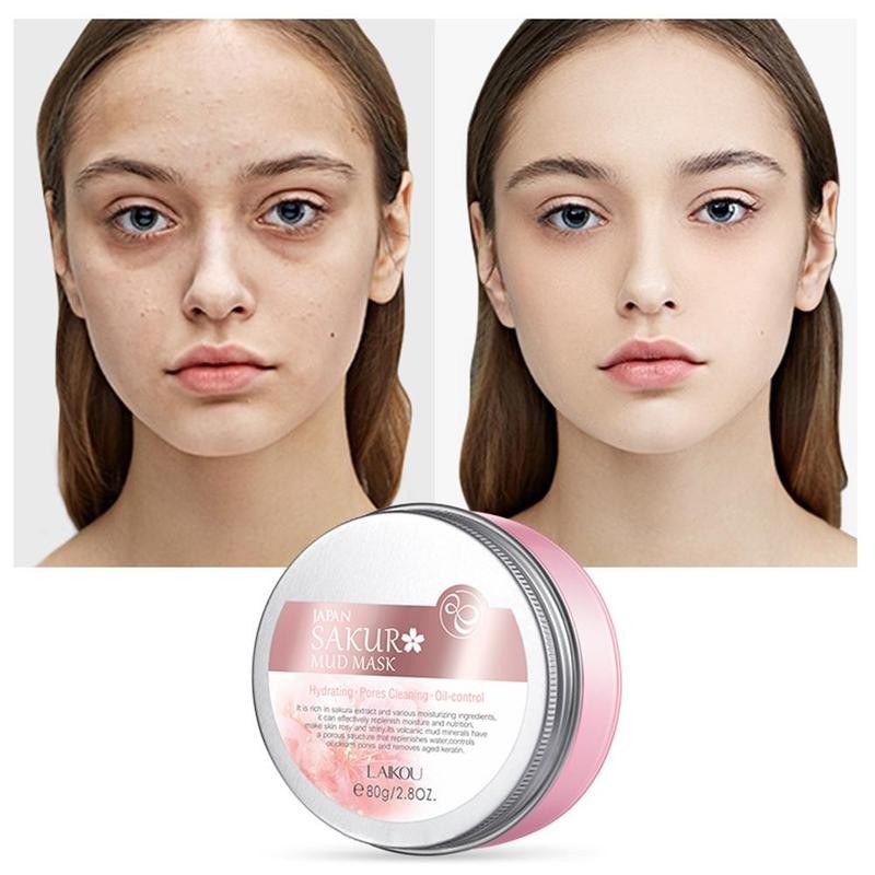 LAIKOU Cherry Blossoms Face Mask Pink Mud Mask Oil Control Moisturizing Whitening Deep Cleansing Korean Mask Skin Care