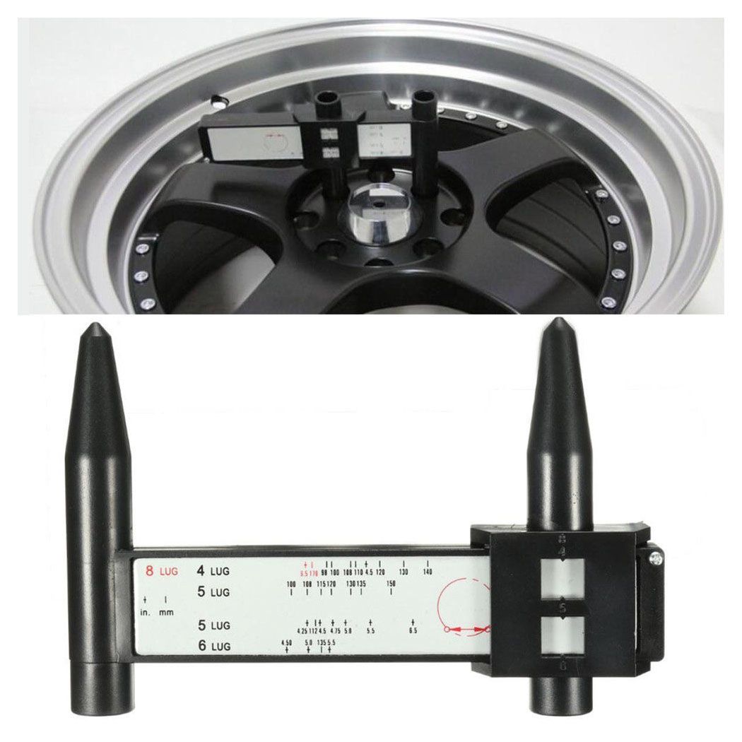 BHTS-PCD Gauge Ruler Rim Car Wheel Bolt Pattern Measuring Gauge Tool Hole 4 5 6 8 Lug
