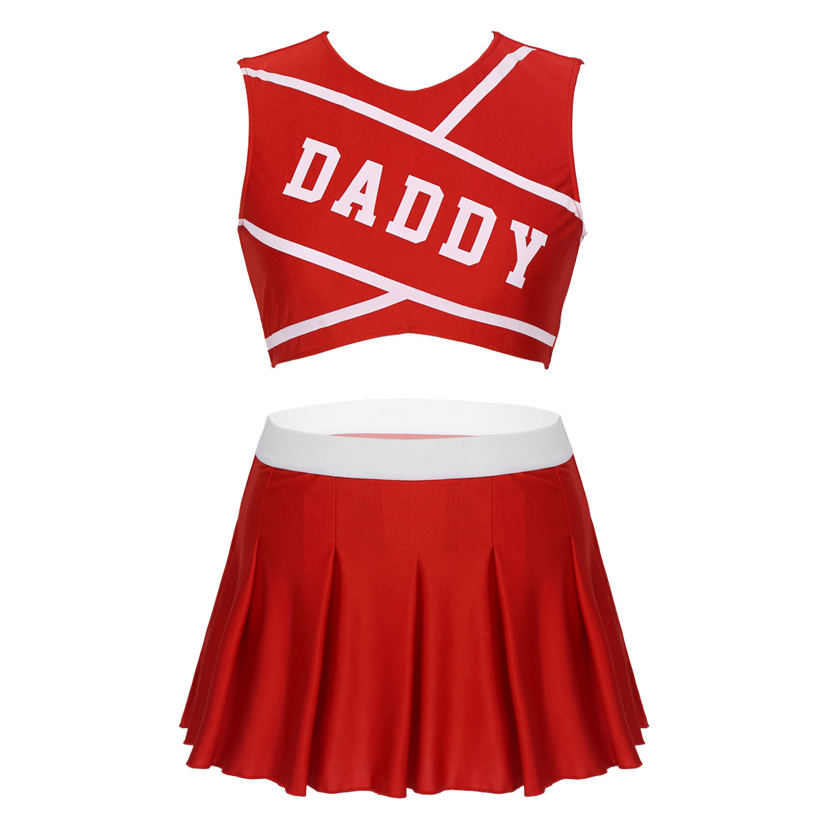 Women Adult Cheerleader School Girls Cosplay Uniform Sexy Costume Crop Top with Mini Pleated Skirt Set Halloween Fancy Clothing