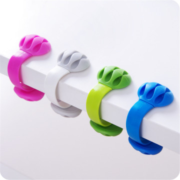 1pc Cute Silicone Cable Winder Solid Color Cable Organizer Office Desktop Wire Wrapped Cord Holder Line Fixer Desk Set Supplies