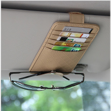 PU Car Vehicle Sun Visor Sunglasses Eyeglasses Glasses Holder Storage Clip Credit Card Package ID Storage Pen Bag With 4 Color