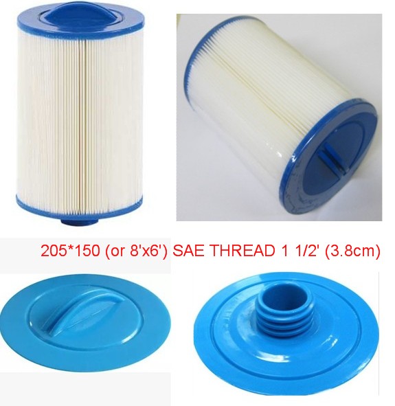 2pcs hot tub filter 205*150 (or 8'x6') with SAE THREAD 1 1/2' (3.8cm) spa pool filter