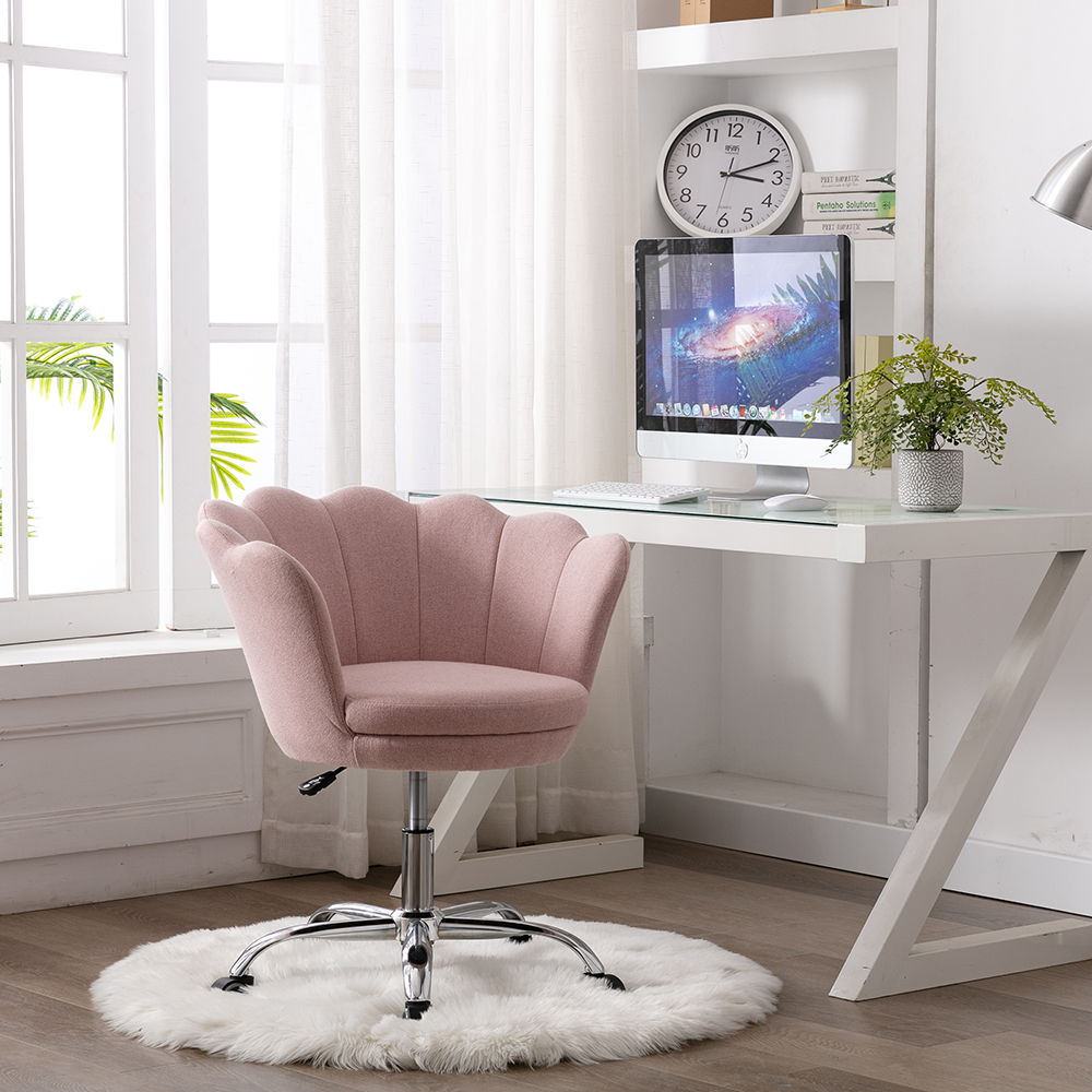 Luxury Pink Swivel Shell Chair for Living Room Bedroom Office Executive Chairs Adjustable Height Modern Leisure Game Armchair