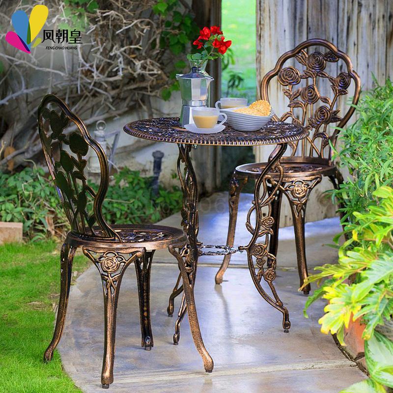 800 Cast aluminum balcony table and chair combination outdoor garden chair European outdoor terrace courtyard small coffee table