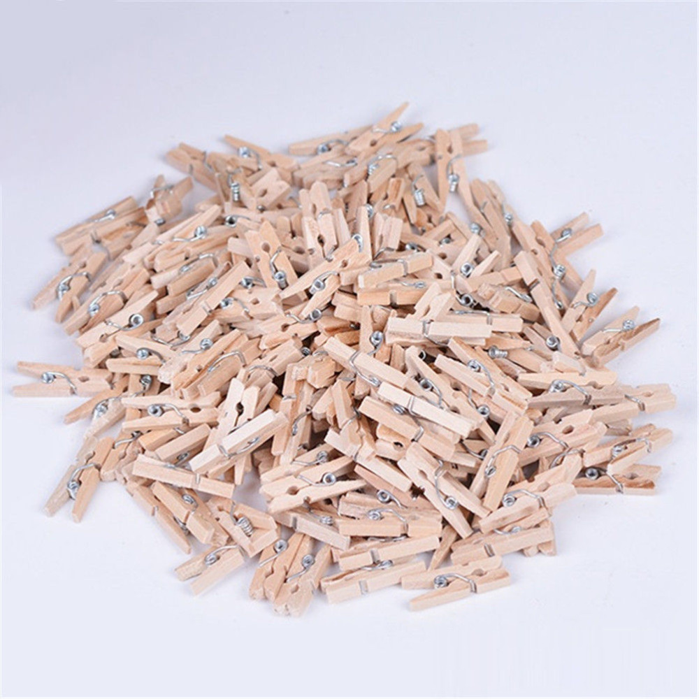 50/100 Pcs Small Mine Size 25mm Mini Natural Wooden Clips For Photo Clips Clothespin Craft Decoration Clips Pegs