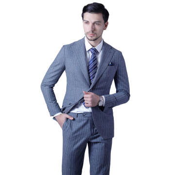 Custom Slim Fit Full Canvas Gray Striped Suit
