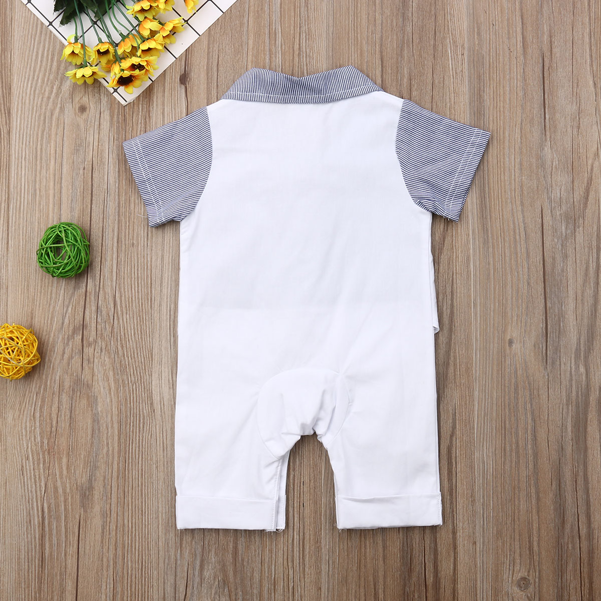 2019 Newborn Boy Kids Baby Rompers Tuxedo Suit Outfits Striped Patchwork Jumpsuit Romper Gentleman 0-24M