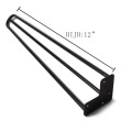 4PCS 12 Inch Hairpin Furniture Legs with Rubber Floor Protectors for Nightstand Coffee Table Desk