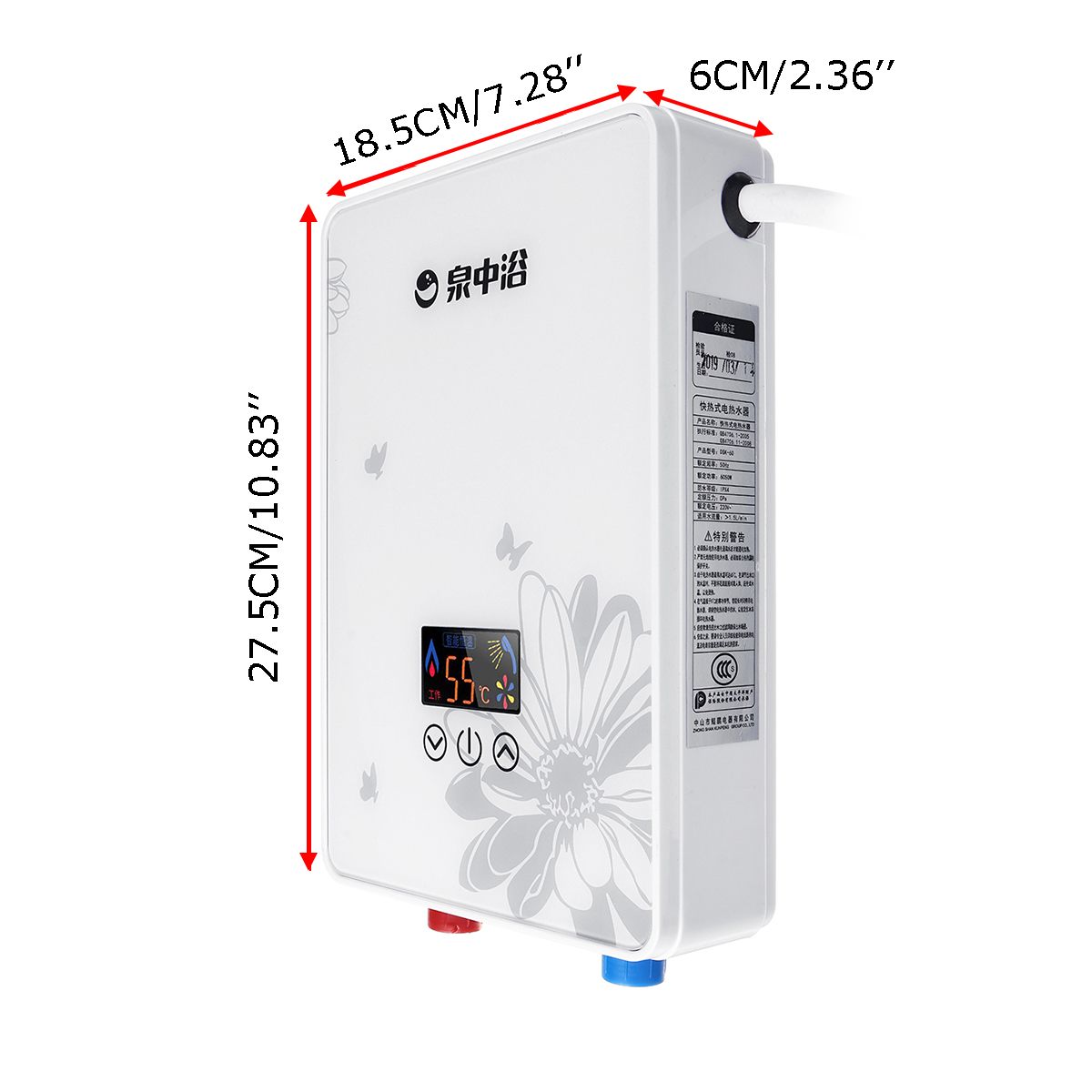 3s Instant Hot 7000W 220V Electric Hot Water Heater Tankless Instant Boiler Bathroom Shower Set Thermostat Safe Intelligent Auto