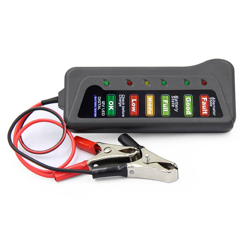 Mini 12V Vehicle Motorcycle Cary Batterys Tester 6 LED Lights Display Auto Cary Diagnostic Tol Cary Batterys Alternator for Cars