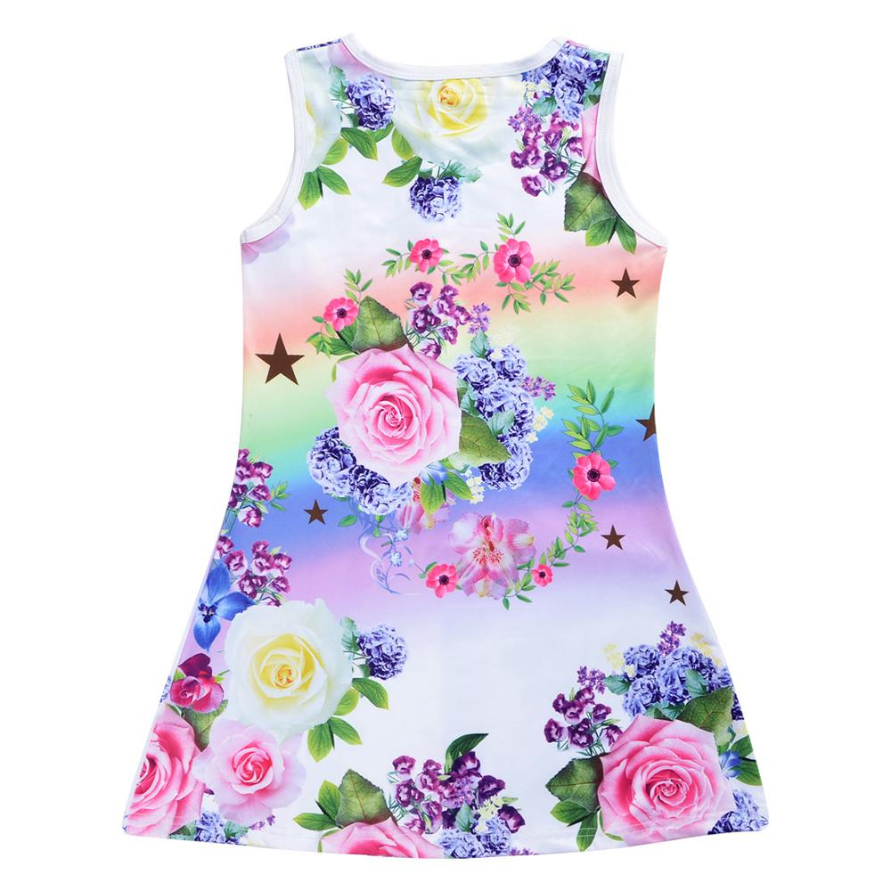 Girls Dress Butterfly Unicorn Print Kids Dresses Summer Baby Girls Princess Dress Party Clothes Sleeveless Birthday Dresses