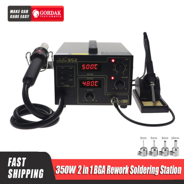 GORDAK 952 double digital display 2 in 1 rework station desoldering station SMD thermostatic soldering station hot air gun