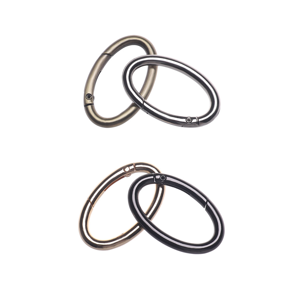 2PCS Zinc Alloy Plated Gate Spring Oval Ring Buckles Clips Carabiner Purses Handbags Oval Push Trigger Snap Hooks Carabiners