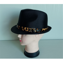 Customized Solid Polyester Fedora Hat With Leopard Belt