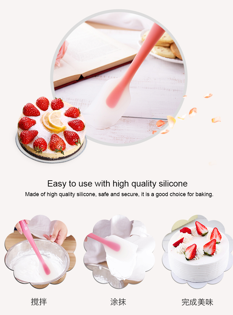 Colorful Silicone Cream Spatula Flexible Butter Scraper Non-stick Baking Tools Heat-resistant Flipper Kitchen Utensils