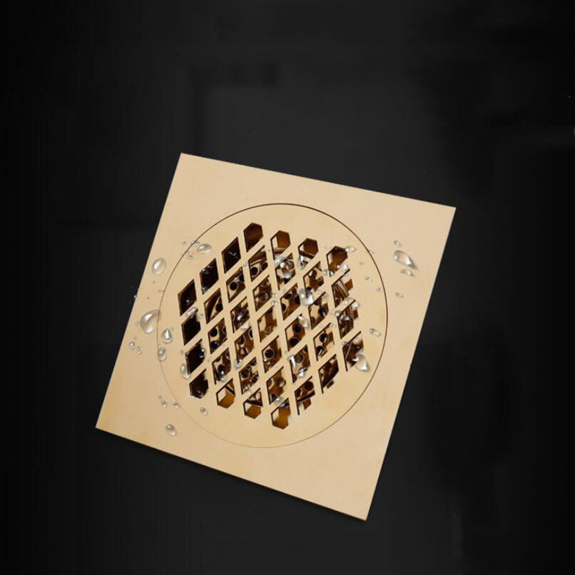 15*15 cm Brass Gold To Prevent Peculiar Smell And Block Floor Drain, Diamond Grid Craft Bathroom Kitchen European Retro Floor