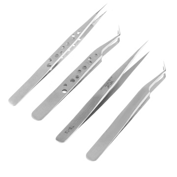 1PC New Professional Useful Anti-Static False Eyelash Tweezers Tool Eyelash Extension Clip Nail Deco Plier Stainless Steel Tool