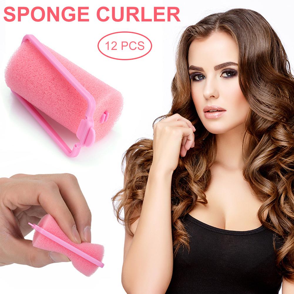 12PCS/Pack Sponge Bar Curling Iron Curling Rod Pear Flower Hair Roll Big Wave Hair Curling Hair Tools Sponge Hair Rollers