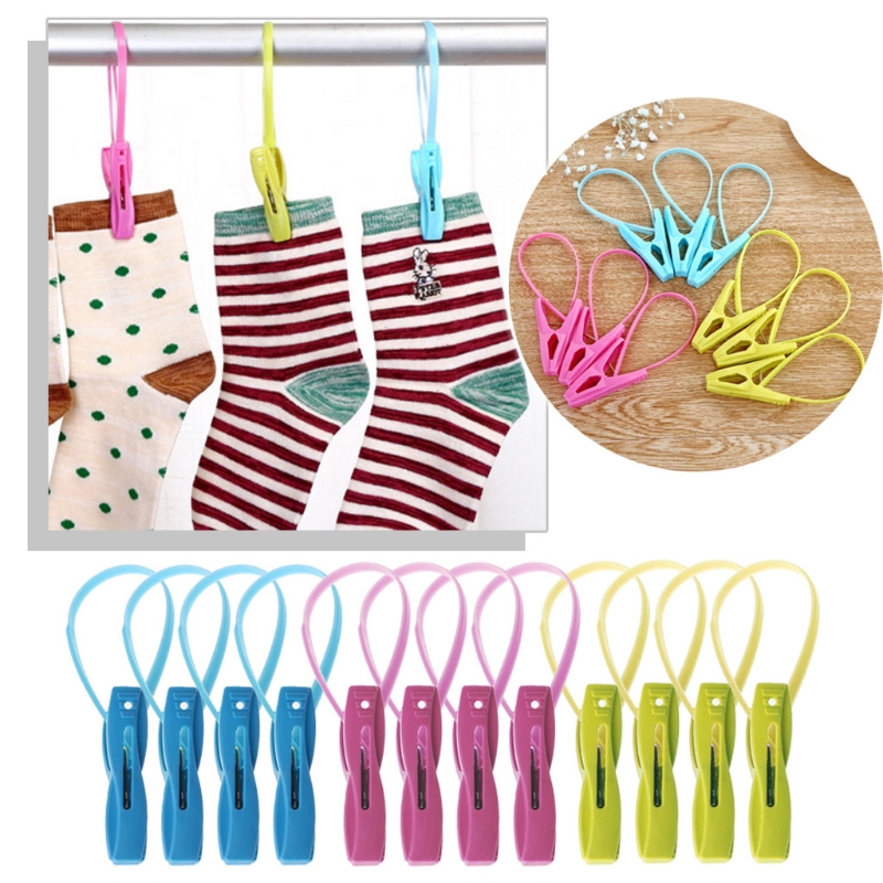 12Pcs/set Clothes Peg Clips Pins Hanging Rope Hanger Laundry Hangers Supplies