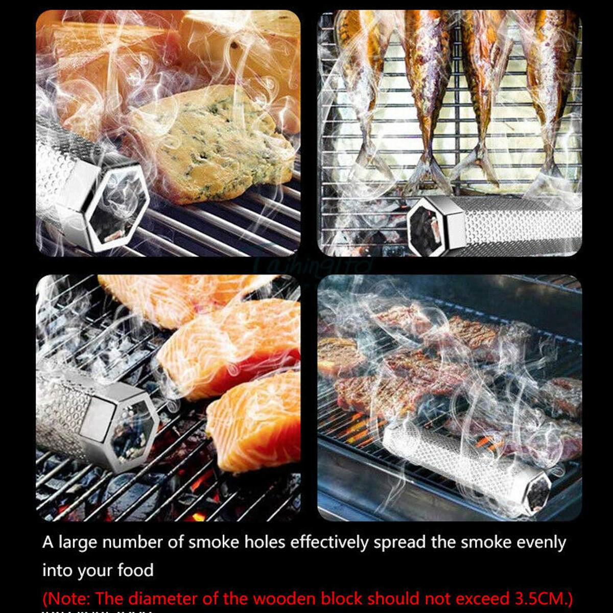 304 Stainless Steel Smoker Tube BBQ Wood Pellet Smoke Box Charcoal Grill Meat Rhombus BBQ Grill Accessories Cold Smoke Generator