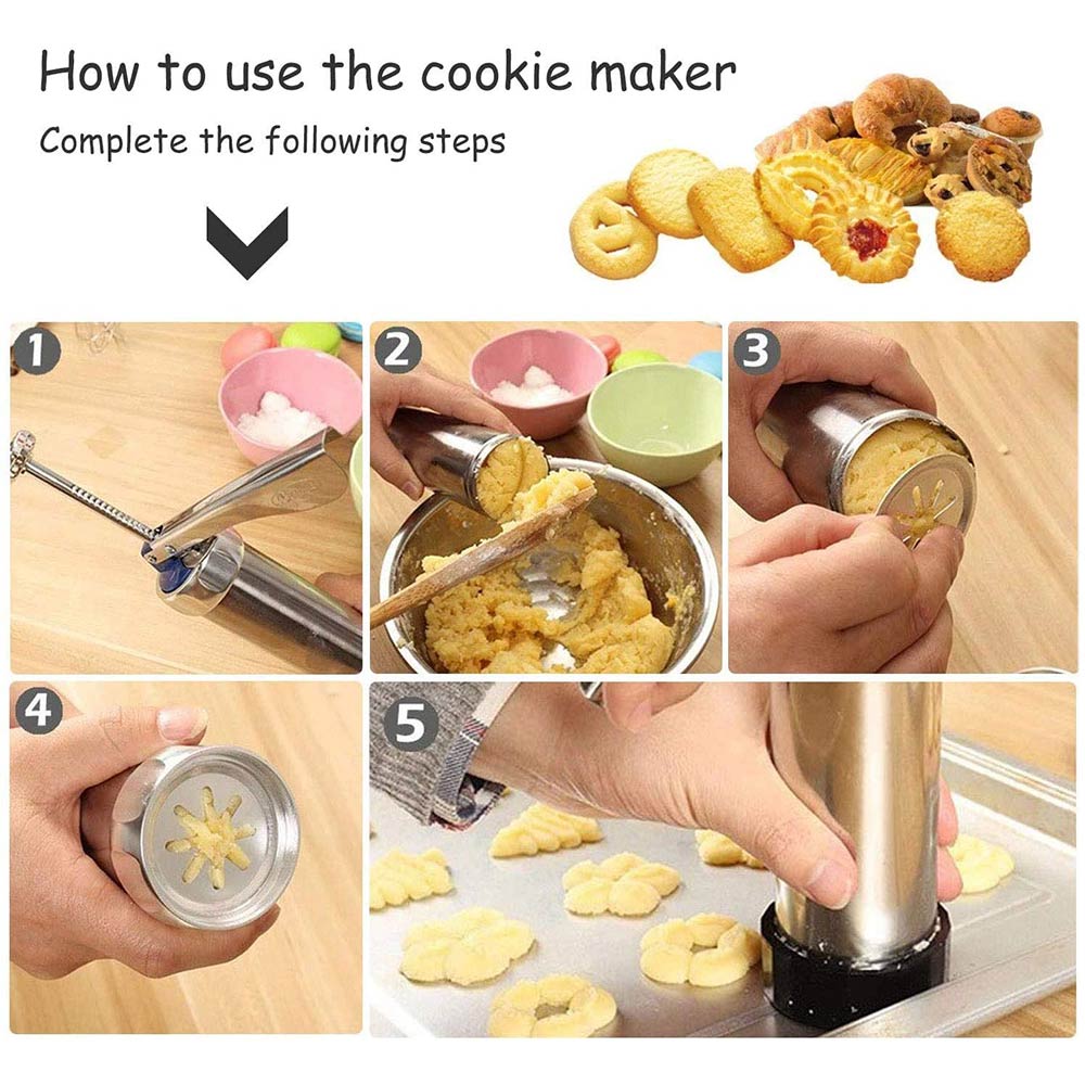 Kitchen Baking Tools Biscuit Cookie Extruder Presser Machine Biscuit Maker Cake Making Decorating Gun 1Set DIY Cookie Tool