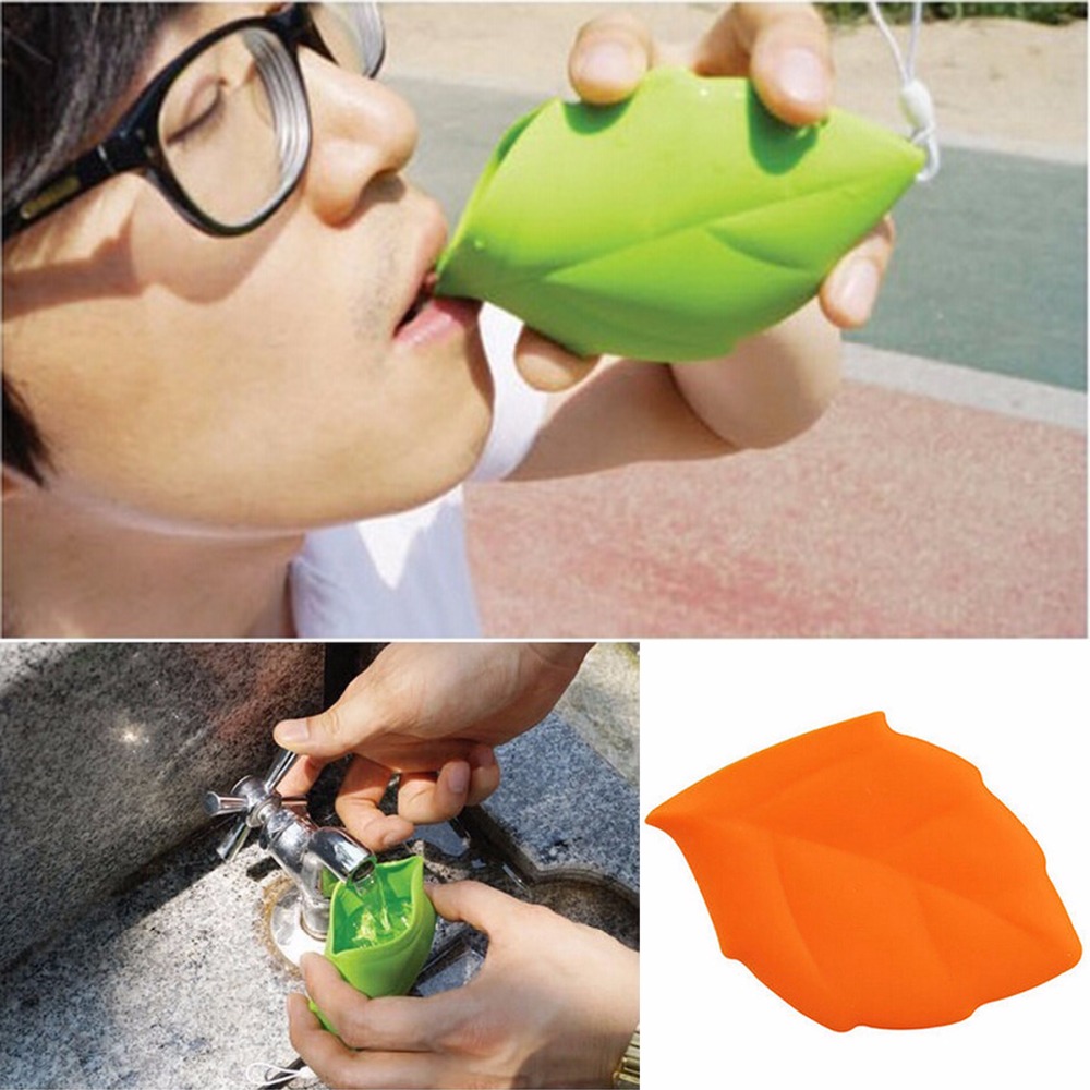 1pcs/set Portable Travel Outdoor Leaf Shaped Drink Holder Water Bottles Drinking Bag Silicone Drinking Brushing Wash Kit