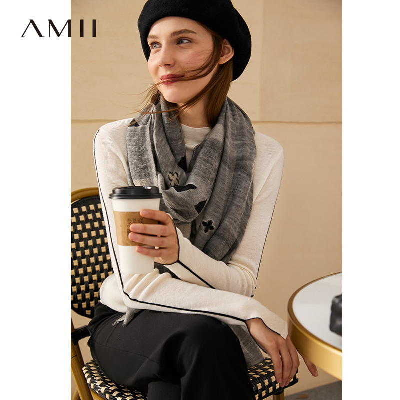 Ami Minimalism Autumn Winter Women's Sweater Fashion 100%wool Basic Solid Slim Fit Woolen Women's Turtleneck Sweater 12070636