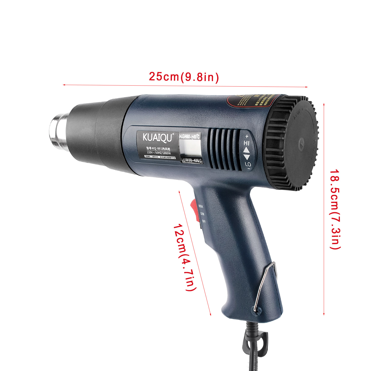 1800W Industrial Plastic LCD Digitals Display Hot Air Gun Wind Rushing Machine Baking Gun Heat Shrinkable Hair Dryer 220V KQ881
