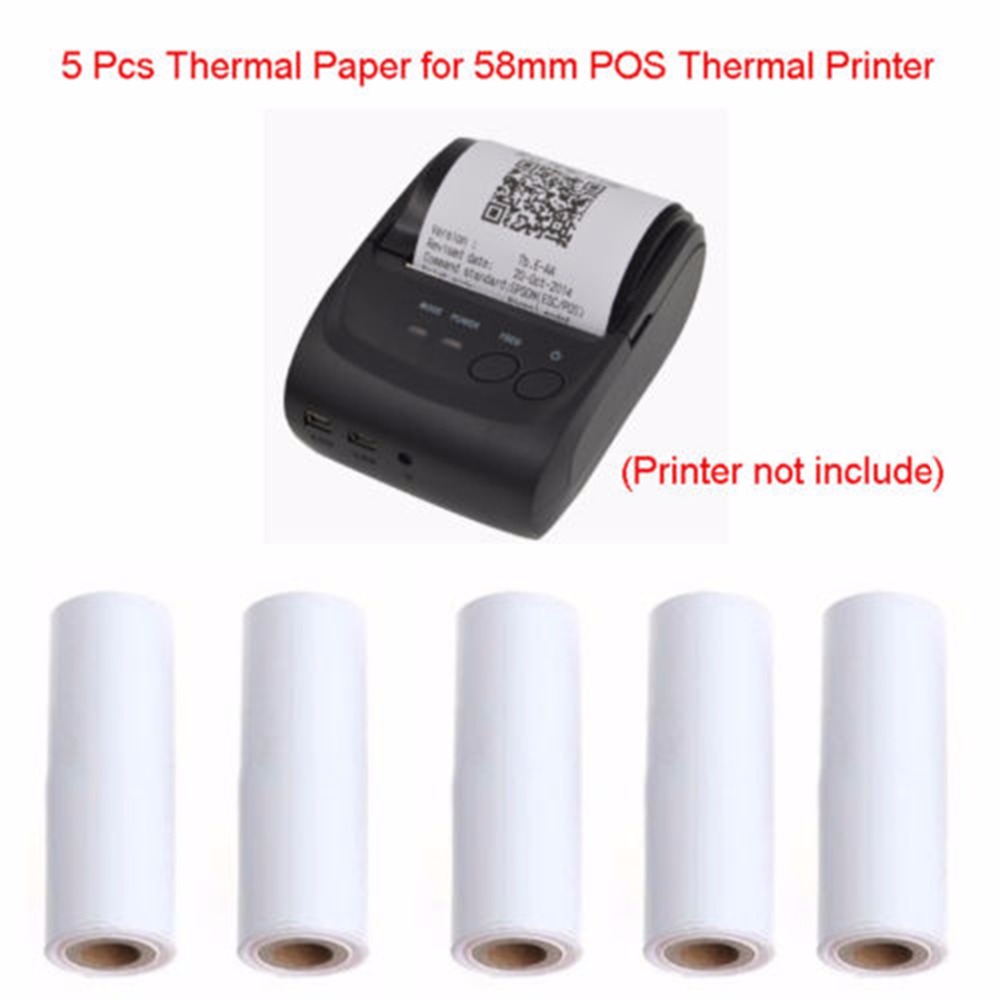 5PCS 57x30mm Thermal Receipt Paper Roll for Mobile POS 58mm Thermal Printer Lot