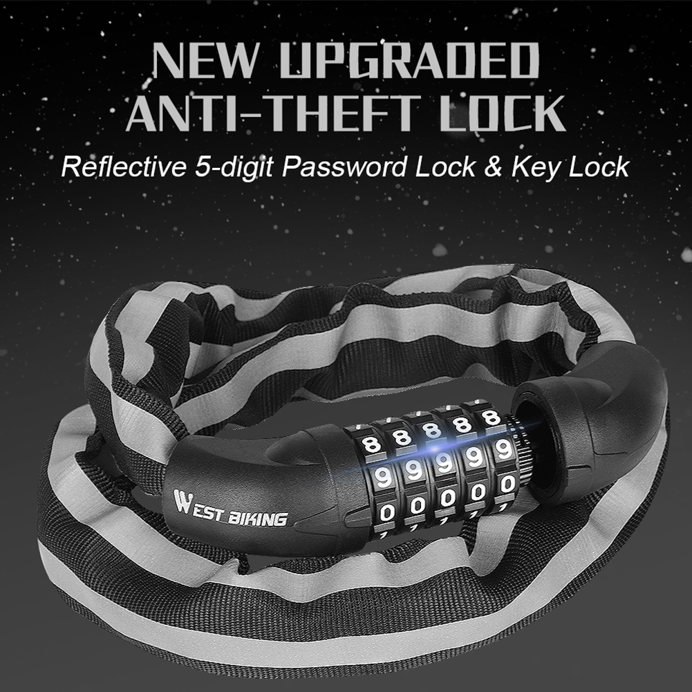 Anti-theft Bike 5 Digit Code Combination Cloth Lock Portable Reflective Security Electric Vehicle Bicycle Motorcycle Locks