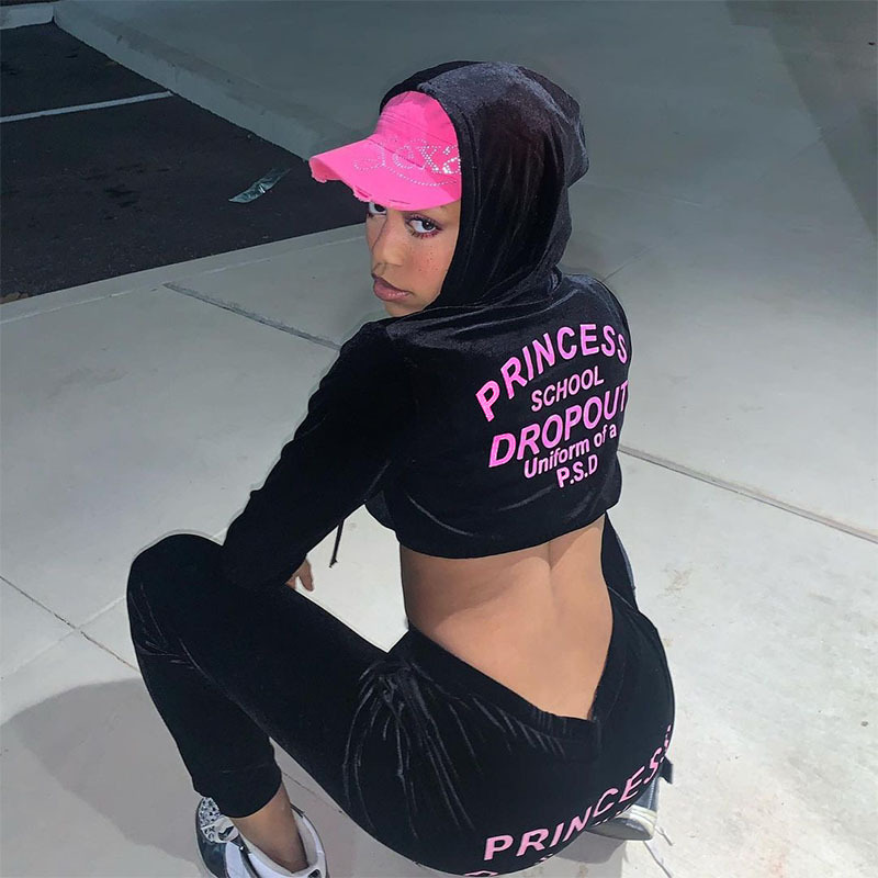 Zipped Velvet Track Suit For Ladies