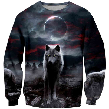 Animal Wolf Cool Hoodies Boys/Girls Fashion Hip Hop Casual Streetwear Hooded Sweatshirts Harajuku Male Hoodie Tops 3-14T