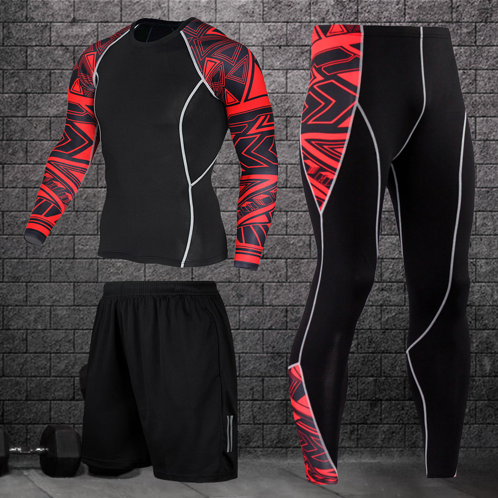 3pcs / set male workout gym fitness compression sports suit clothes running jogging sport wear tight fast dry running sets